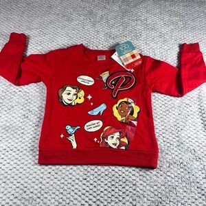 Disney Princess 100 Red Sweatshirt‎ Pullover Long Sleeve Graphic Print Kids XS